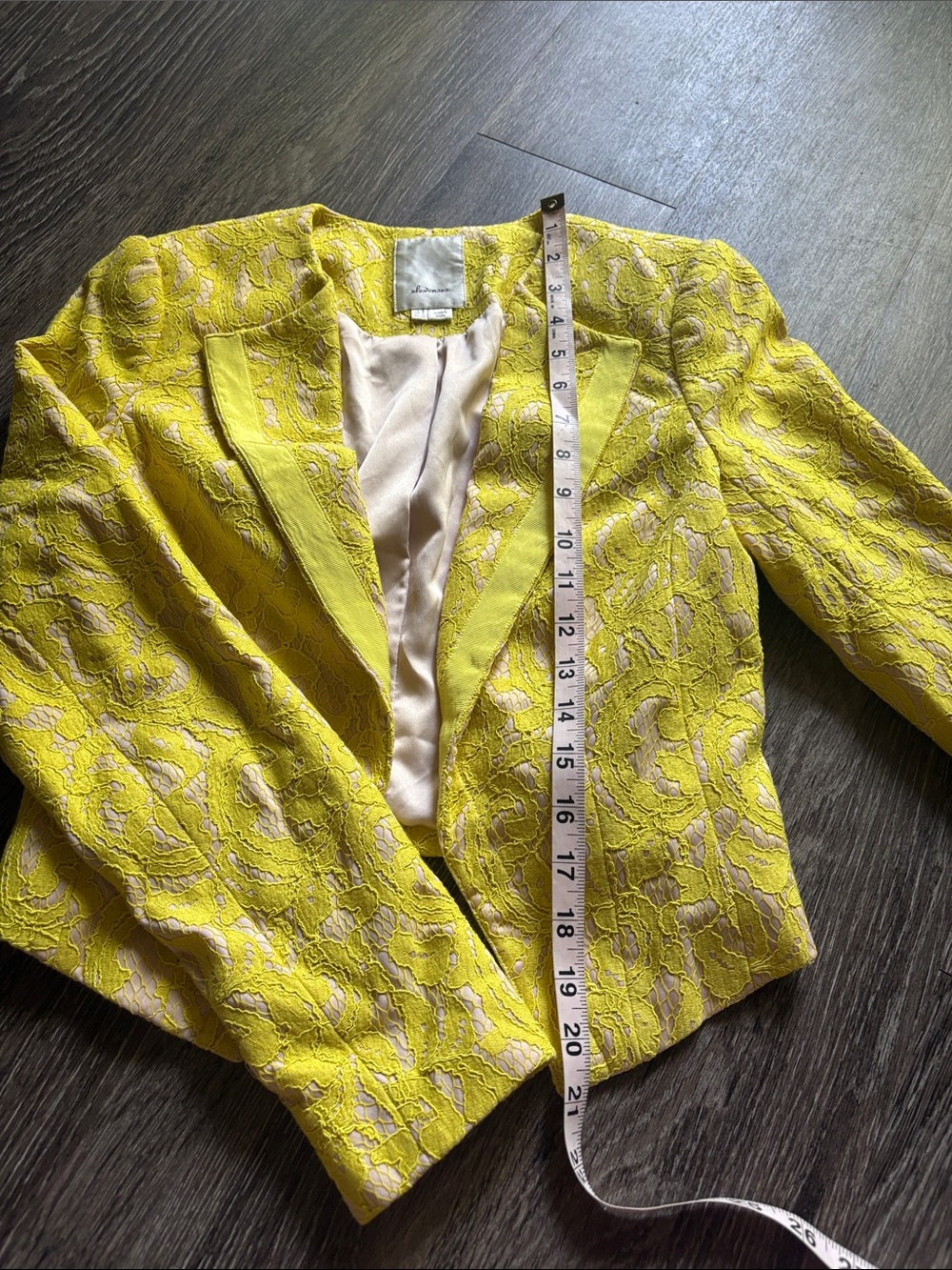 Anthropologie Y2K Yellow Lace Cropped Blazer - Picture 9 of 10
